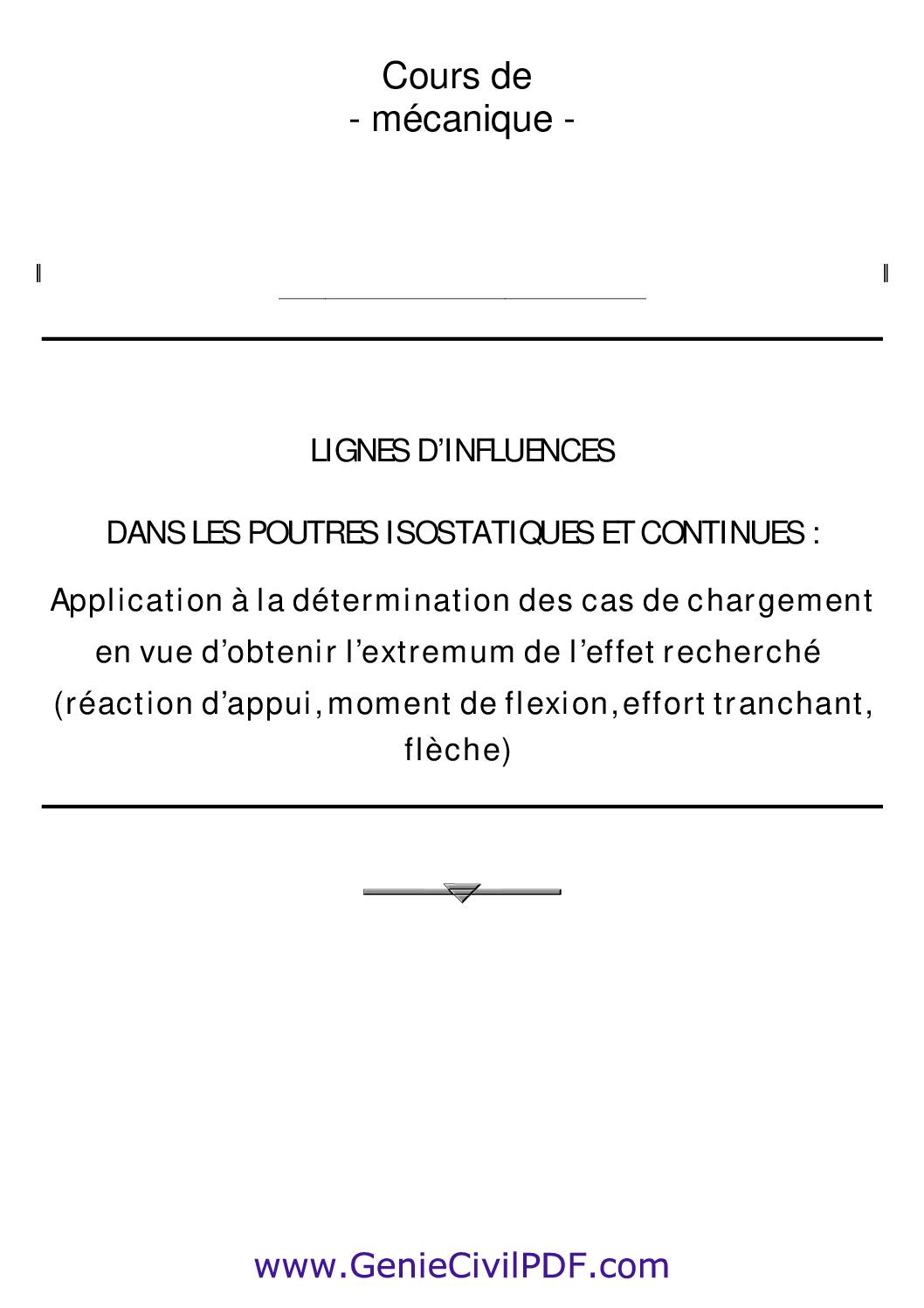 Lignes d&rsquo;influences dans les poutres isostatiques et continues