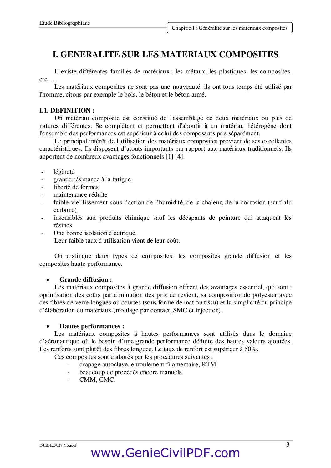 G&eacute;n&eacute;ralit&eacute; sur les mat&eacute;riaux composites