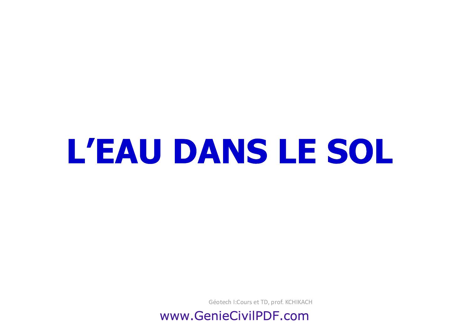 L’eau dans le sol pdf