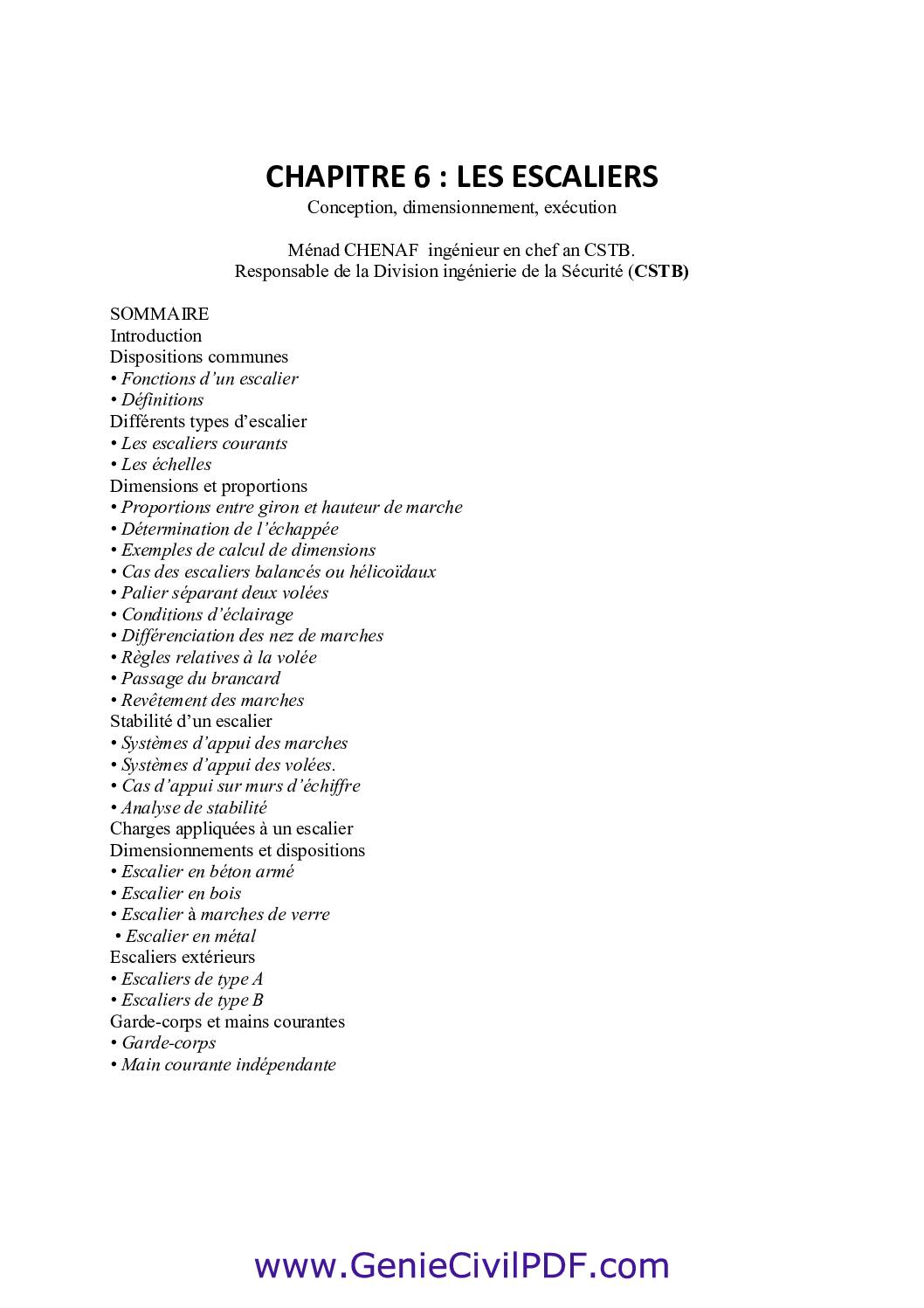 LES ESCALIERS : Conception, dimensionnement, ex&eacute;cution