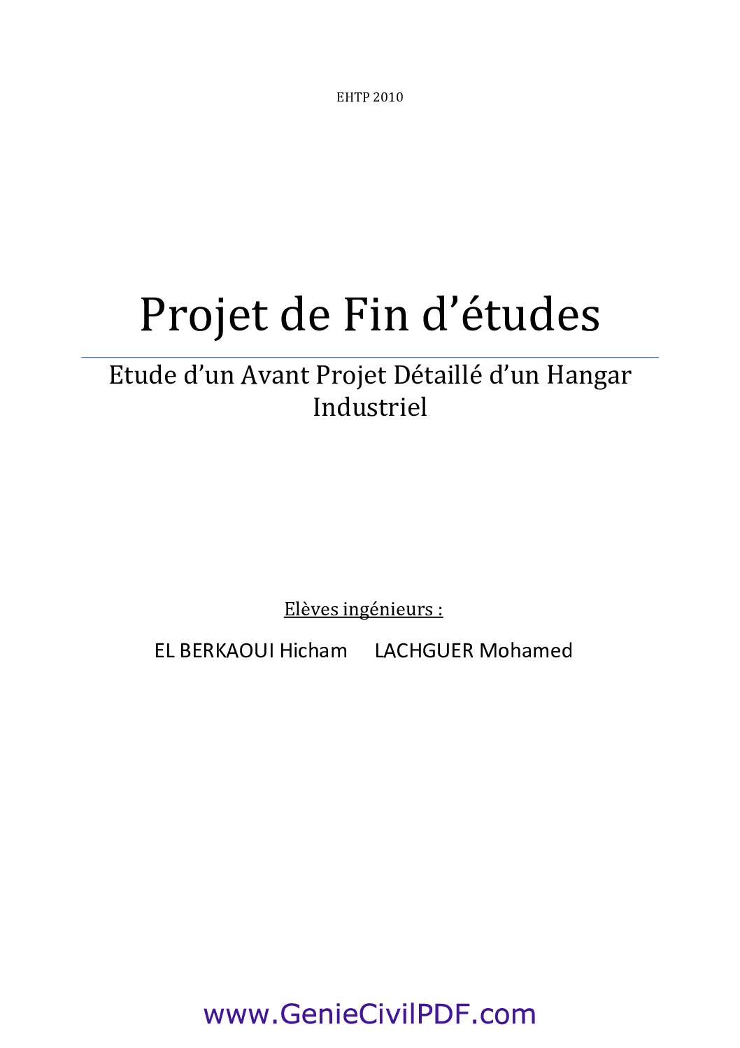 Avant-Projet Détaillé d’un Hangar Industriel