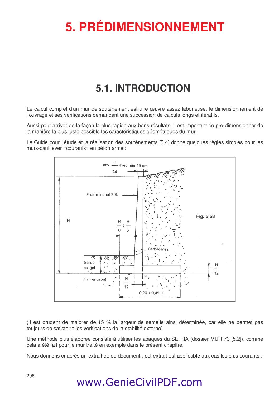 Calcul d’un mur de soutènement