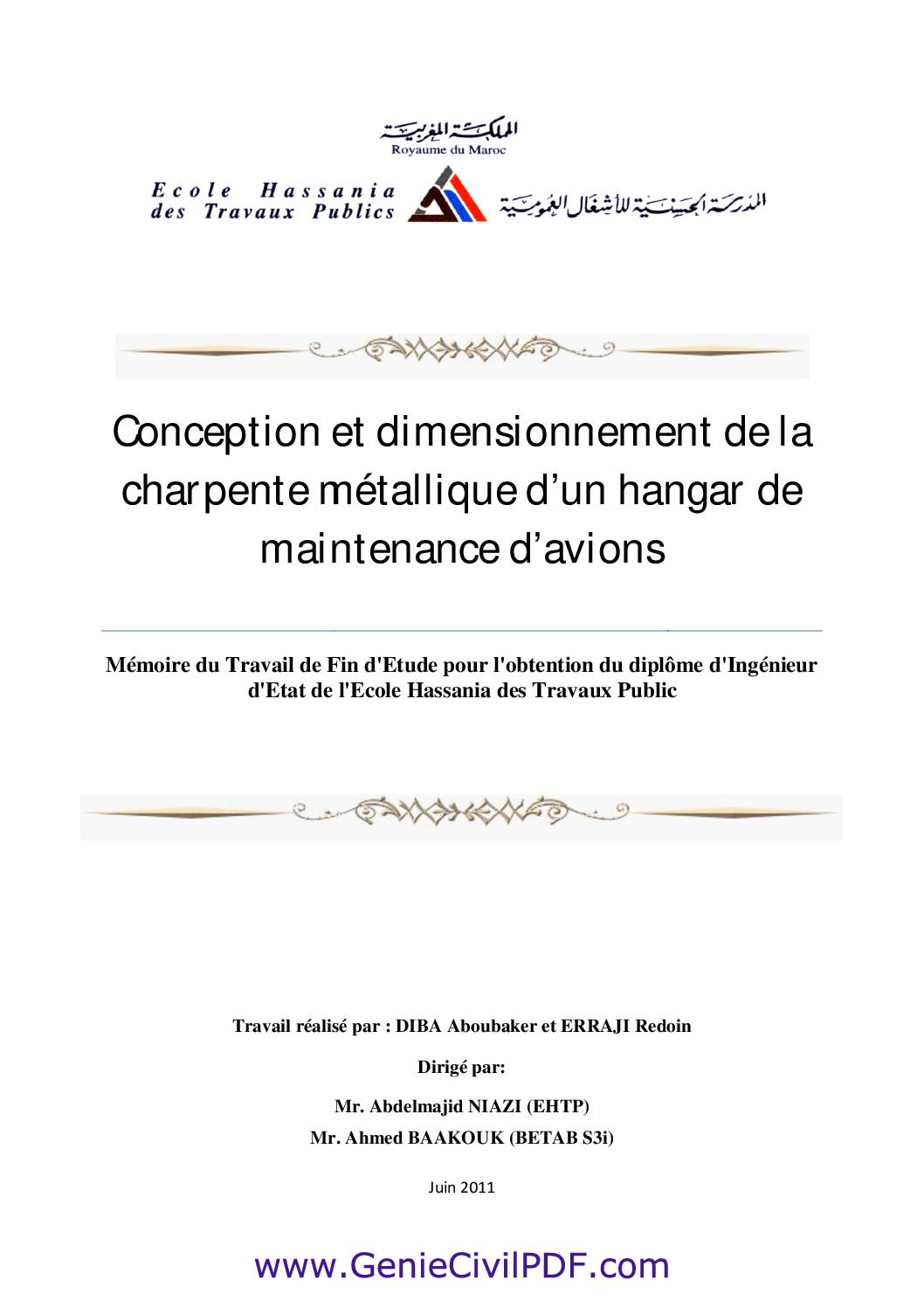 Conception et dimensionnement d’un Hangar de maintenance d’avions
