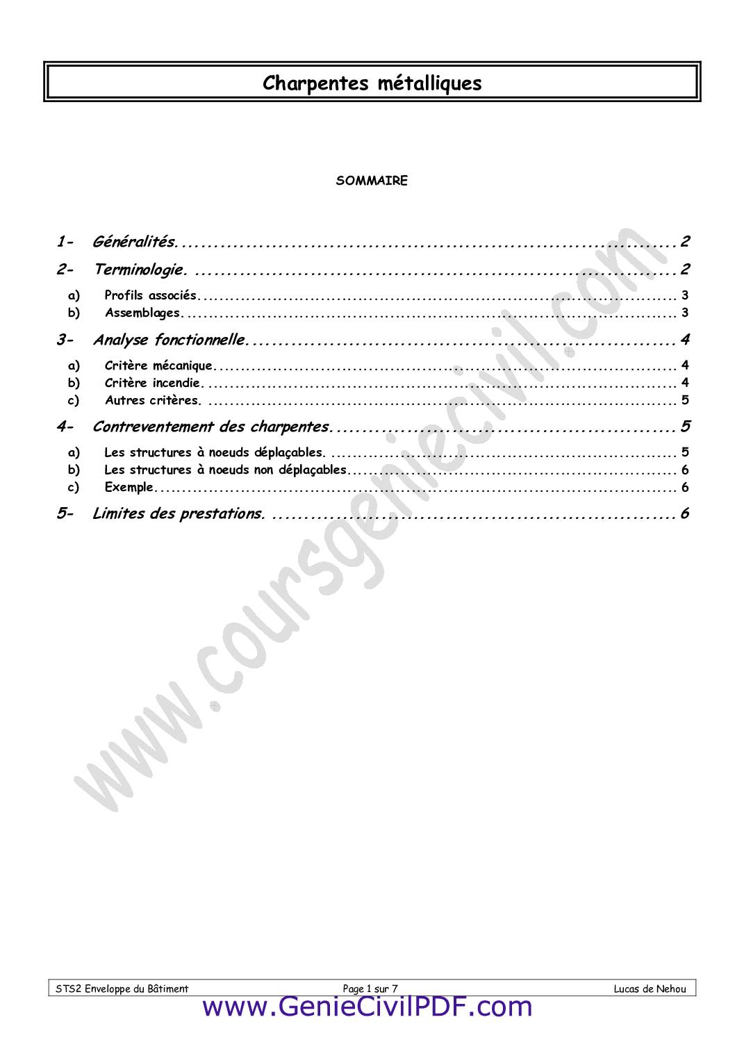 Cours Charpentes métalliques