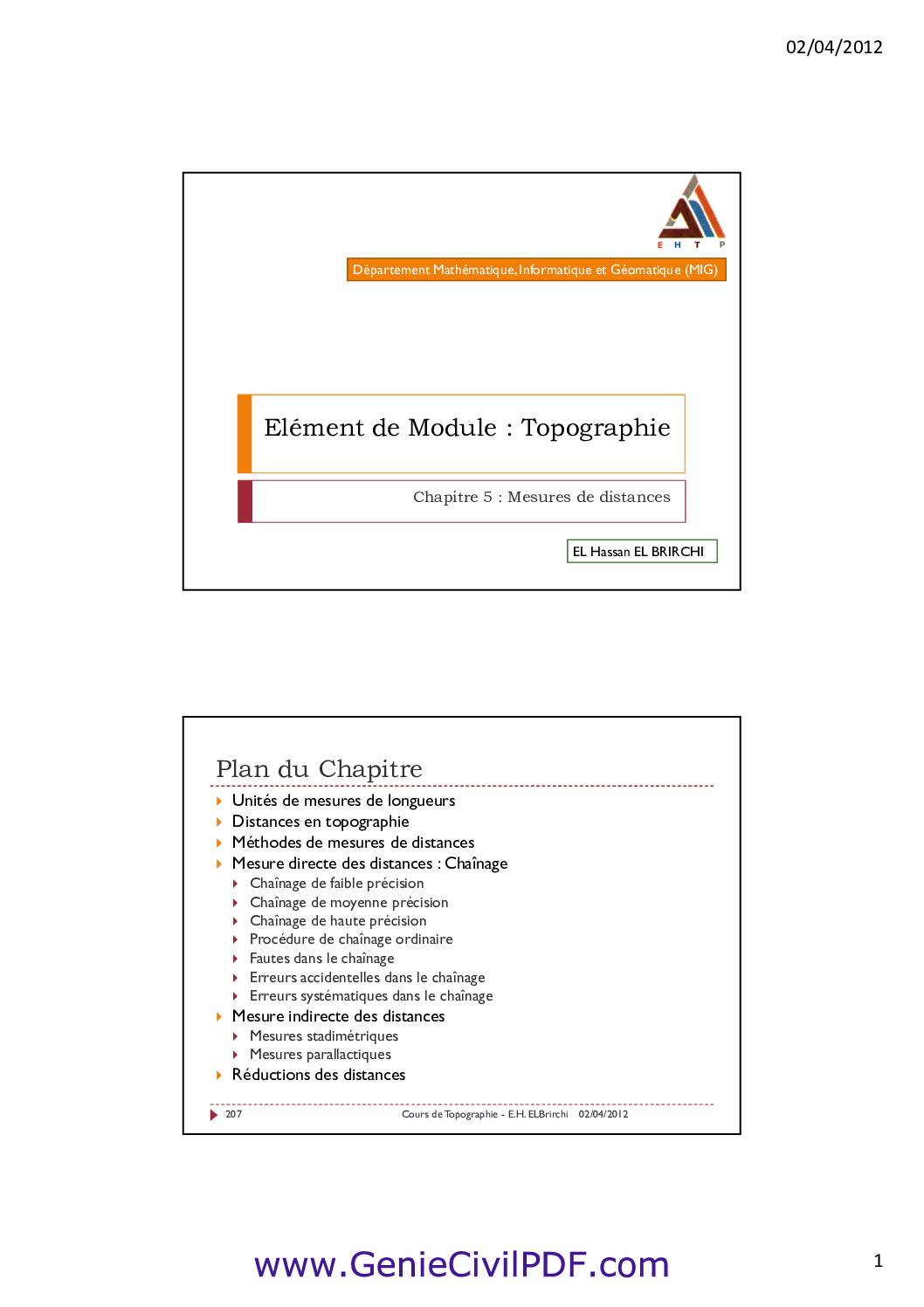Cours Topographie – Distances