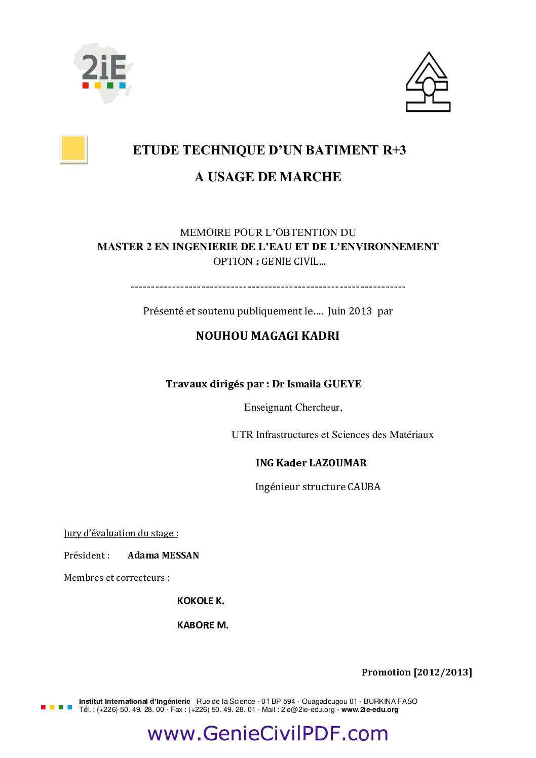 ETUDE TECHNIQUE D&rsquo;UN BATIMENT R+3