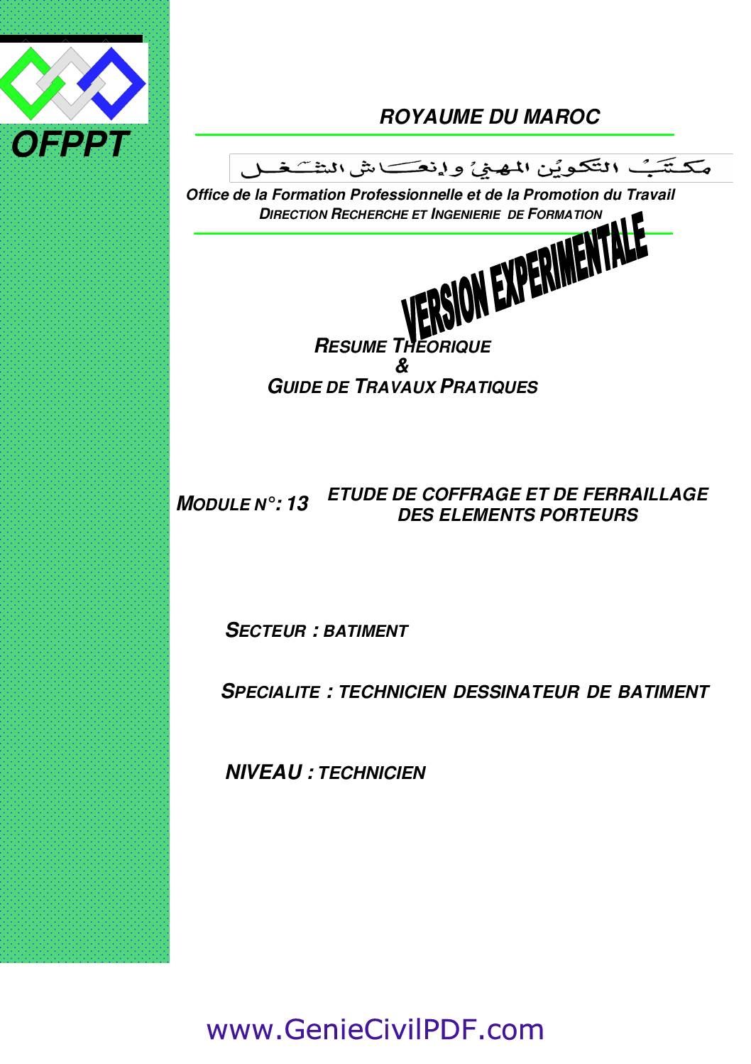 Etude de coffrage et de ferraillage des éléments porteur
