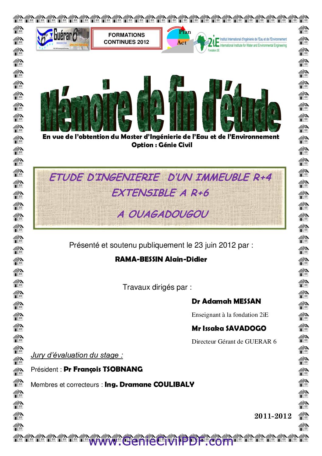 Etude d’ingenierie d’un immeuble de R+4 extensible a R+6