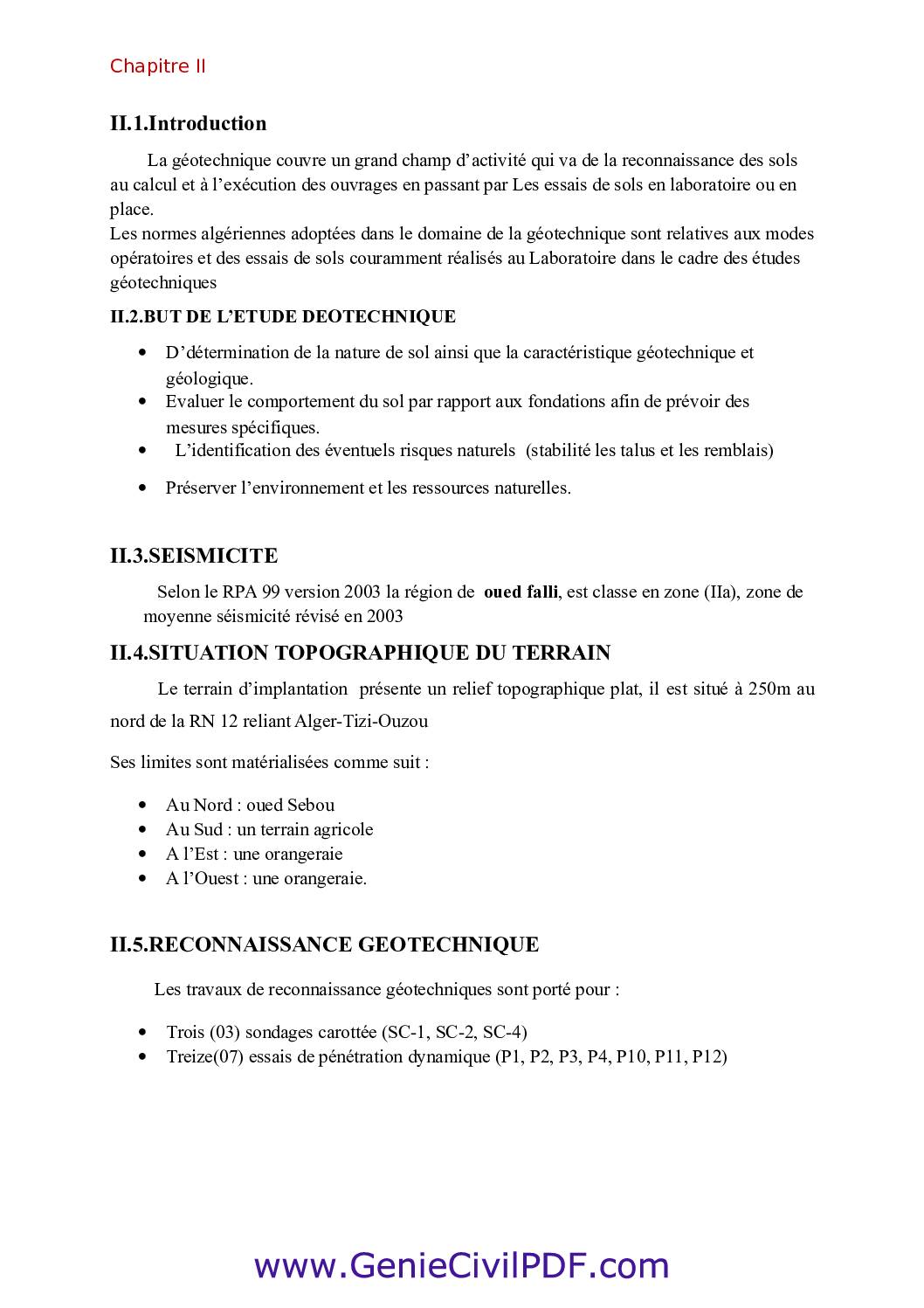 Exemple d’une Etude Geotechnique