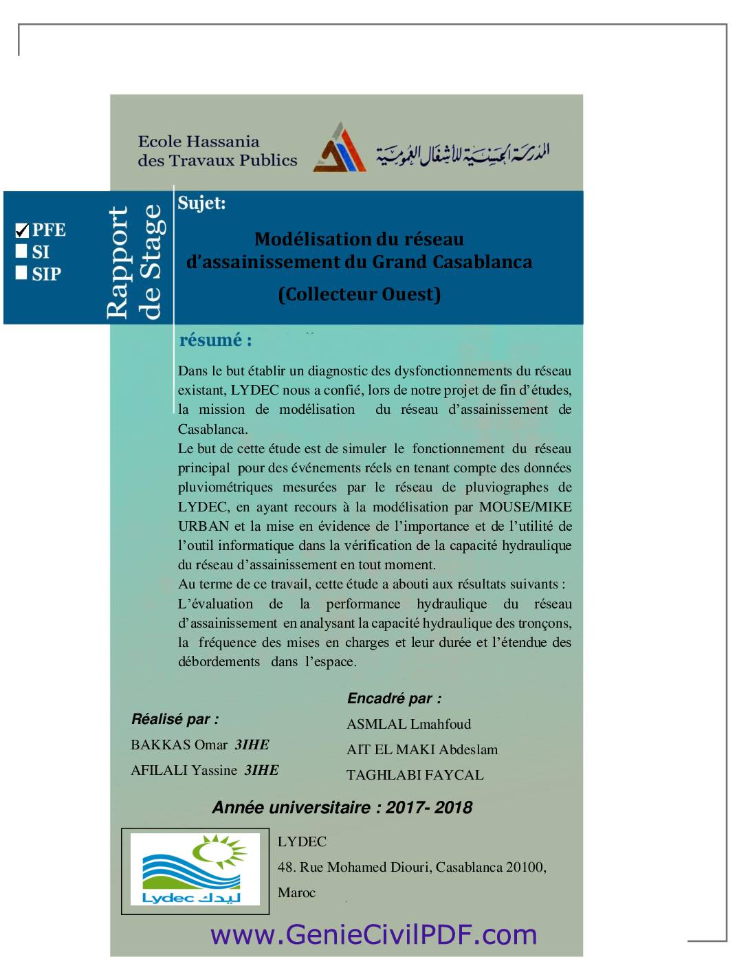 Modélisation du réseau d’assainissement du Grand Casablanca