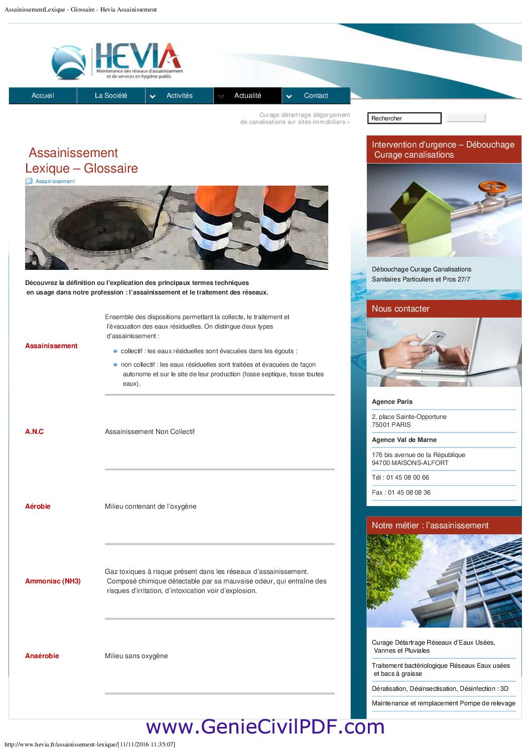 Assainissement Lexique