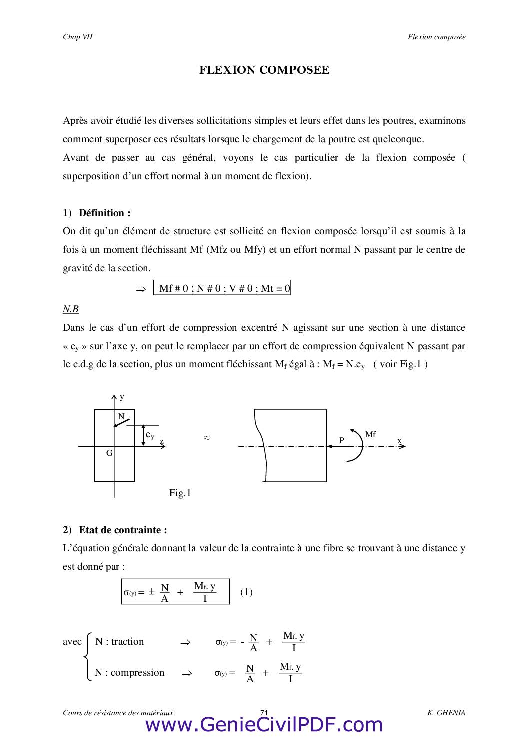 Cours RDM Flexion composee