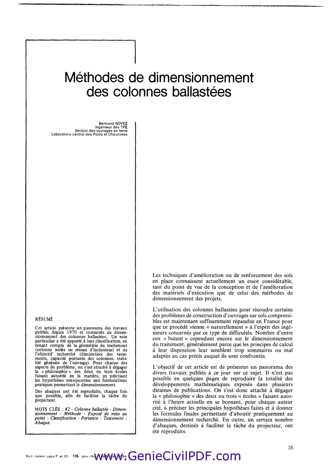 dimensionnement des colonnes ballastéées