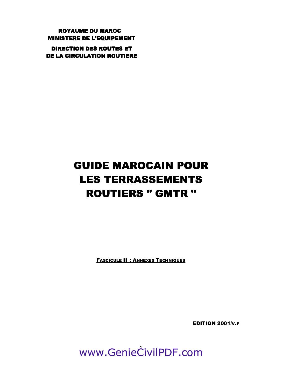 Guide marocain pour les terrassement routiers GMTR