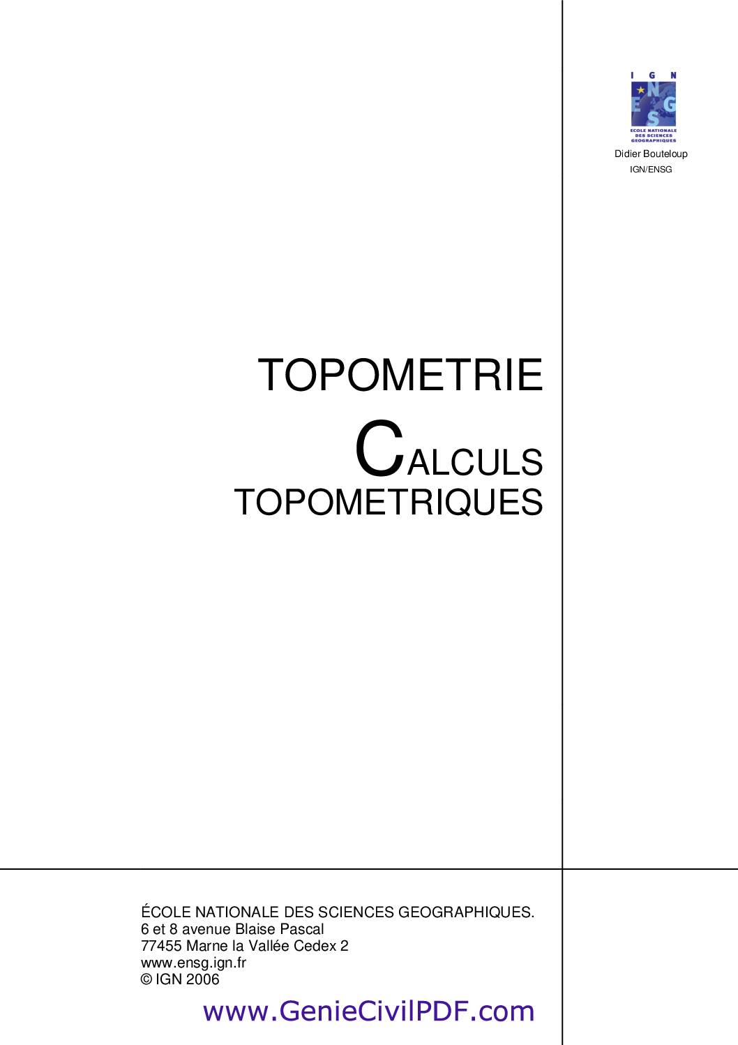 Topom&eacute;trie et calculs Topom&eacute;triques