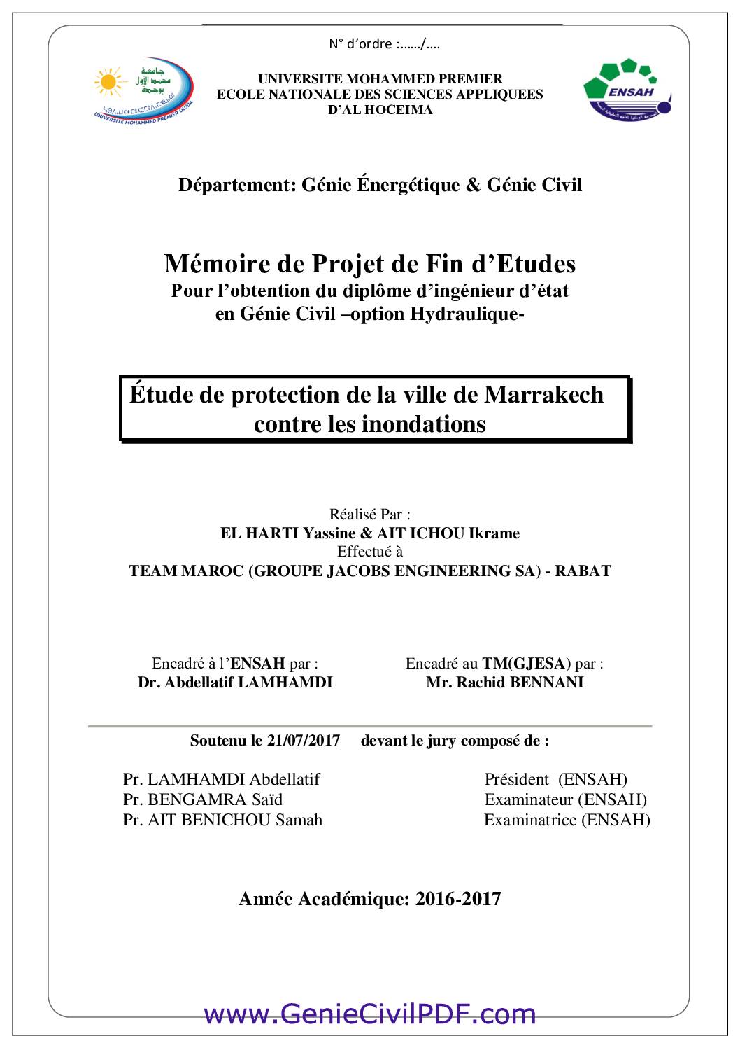 Étude de protection de la ville de Marrakech contre les inondations