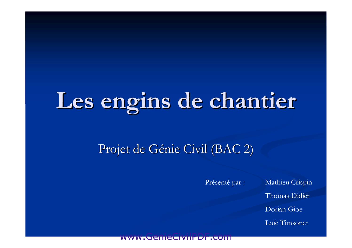 [PDF] Les engins de chantier pdf | Genie Civil PDF