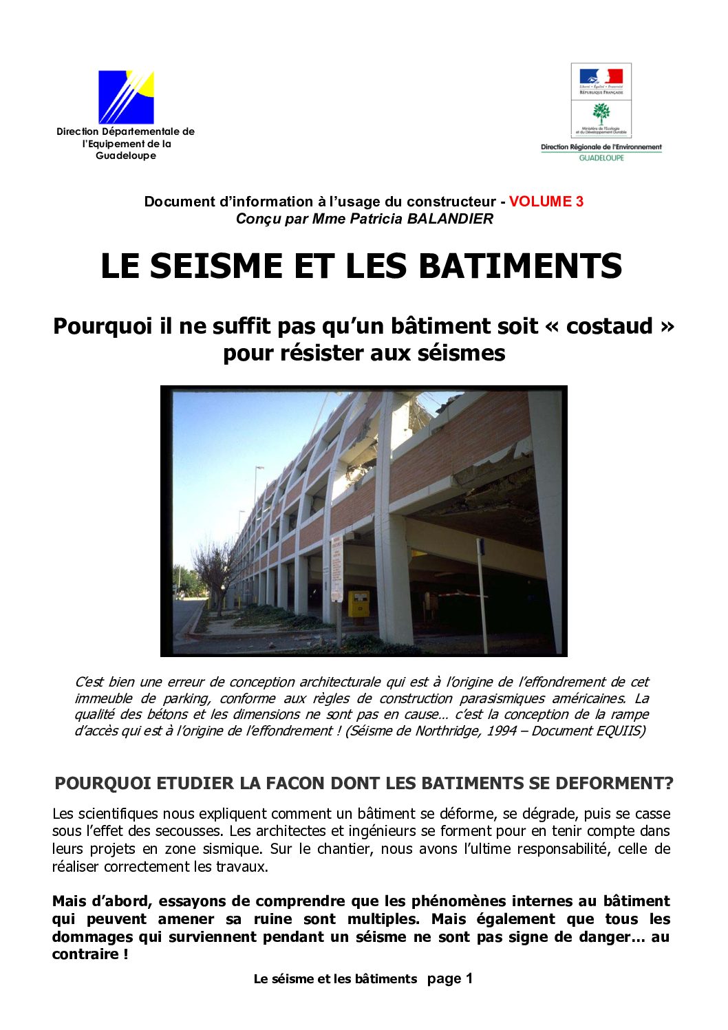 Le séisme et les bâtiments : comprendre le comportement sismique – PDF