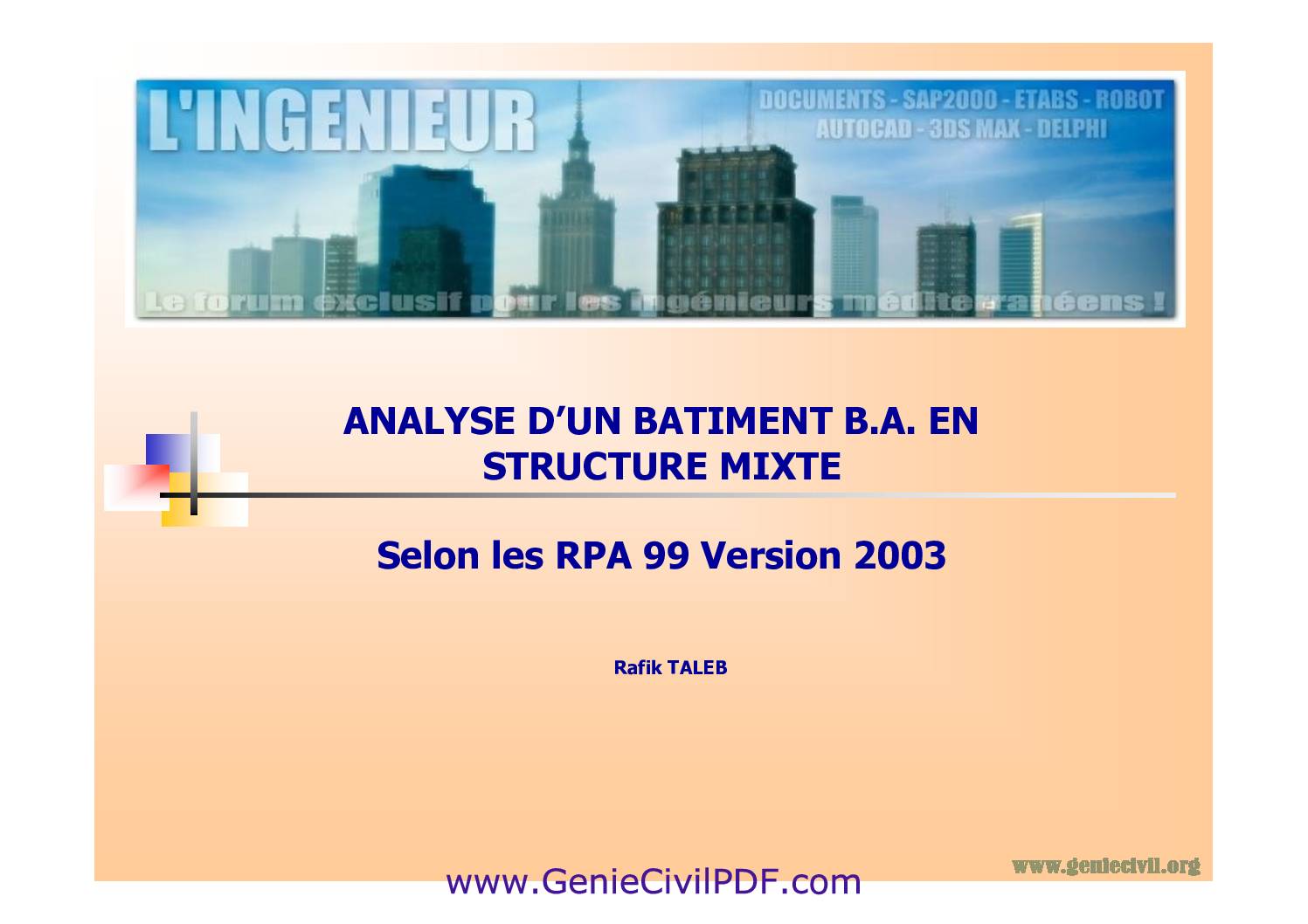 ANALYSE D’UN BATIMENT B.A. EN STRUCTURE MIXTE