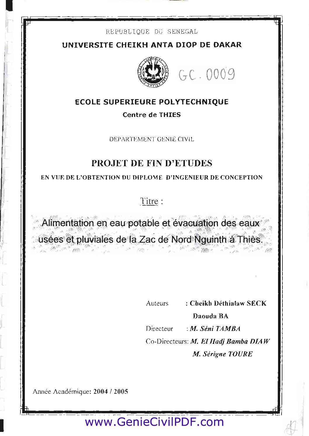 Alimentation en eau potable et évacuation des eaux usées et pluviales