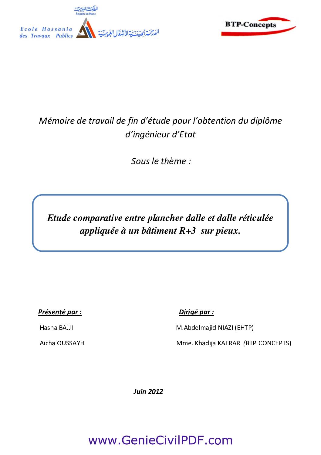 Etude comparative entre plancher dalle et dalle réticulée