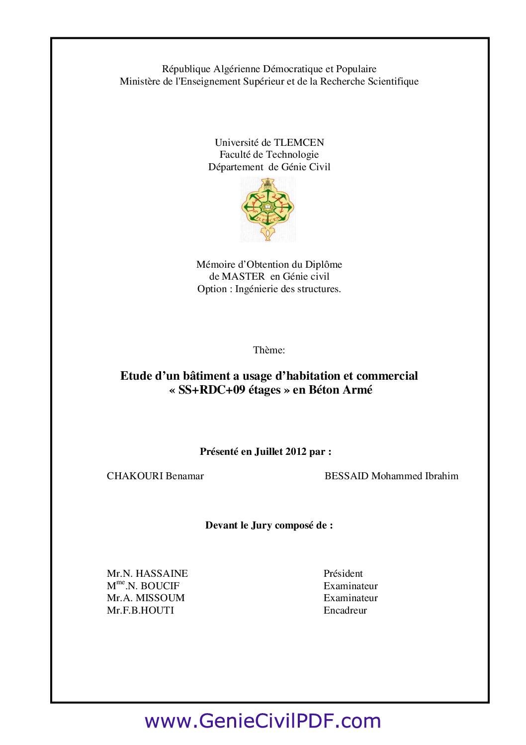 Etude d’un bâtiment a usage d’habitation et commercial