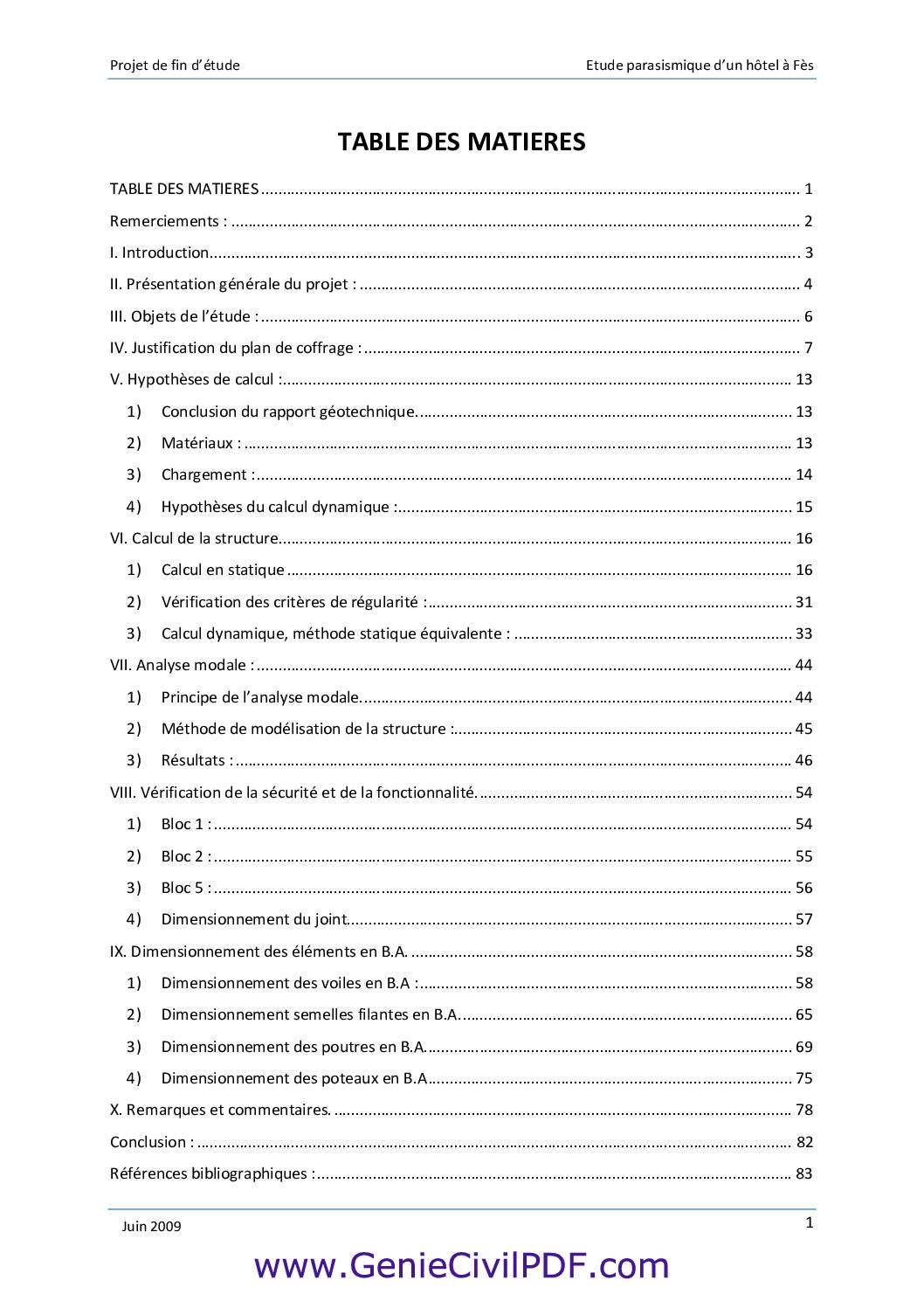 Etude parasismique d’un hôtel