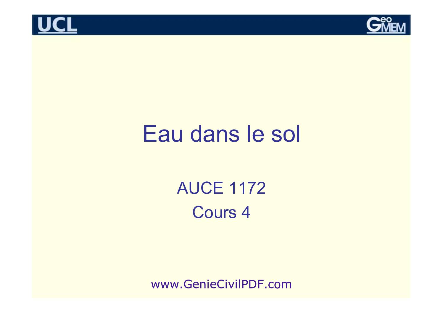 Géotechnique -eau dans le sol