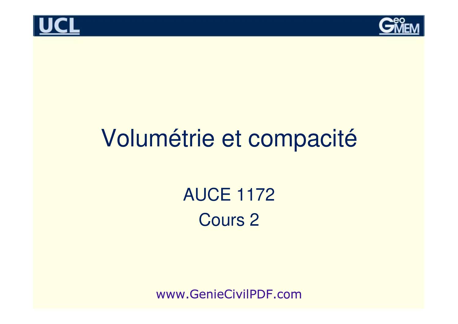 Géotechnique – volumétrie et compacité