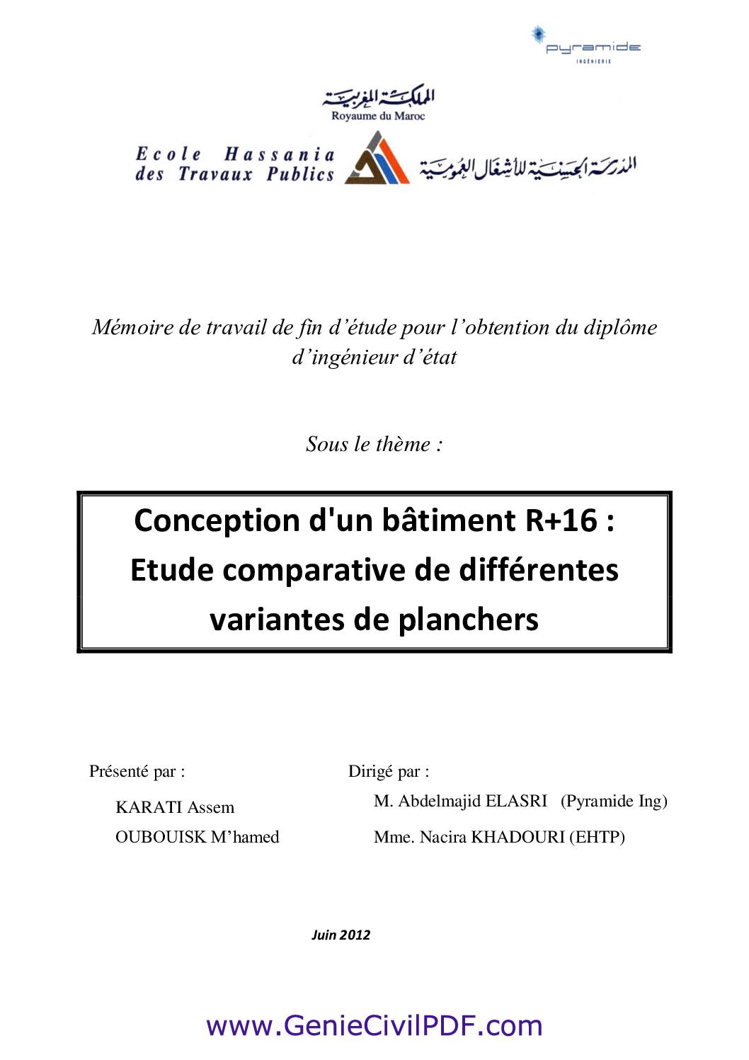 Rapport PFE Conception d’un bâtiment R+16 Etude comparative de différentes variantes de plancher