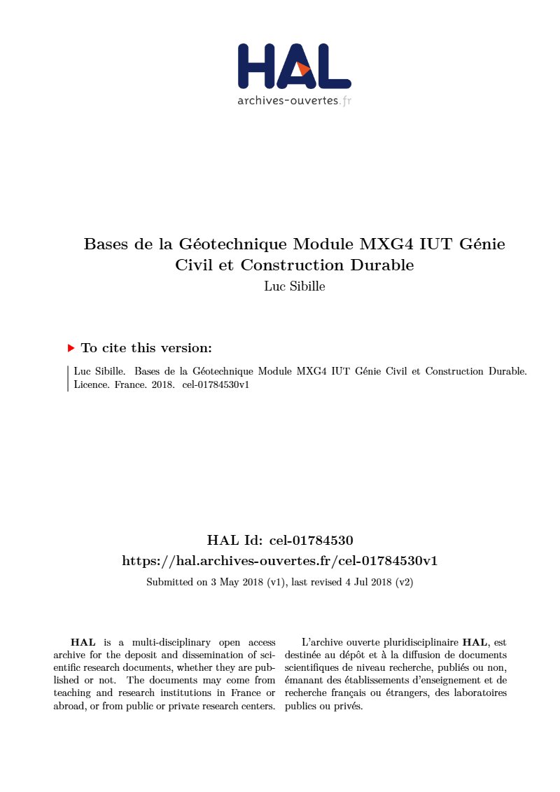 Bases de la géotechnique : cours d’IUT génie civil (sols, eau, consolidation)