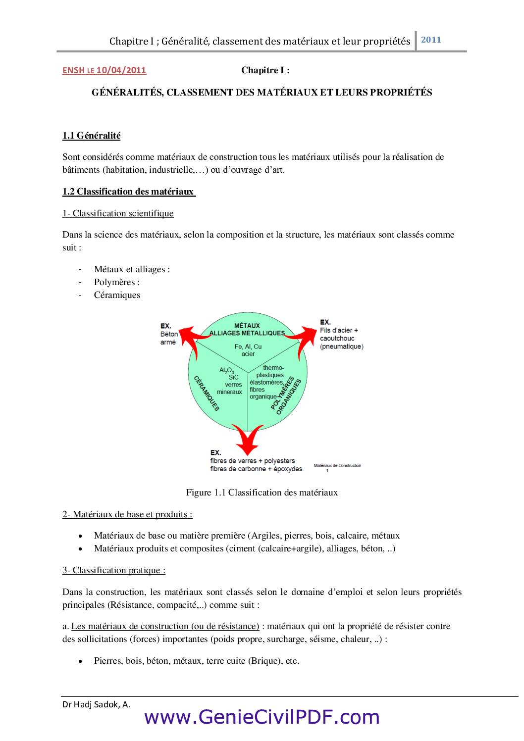 classement des matériaux et leur propriétés