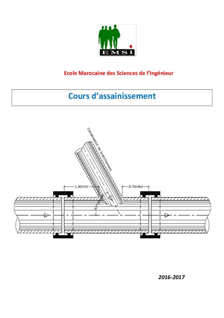 Cours d’assainissement complet : débits, méthode de Caquot, dimensionnement des réseaux et ouvrages (PDF, 76 pages)