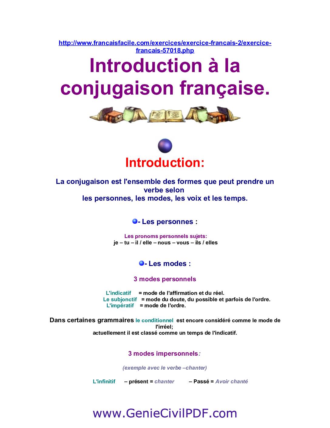 Cours de Conjugaison pdf