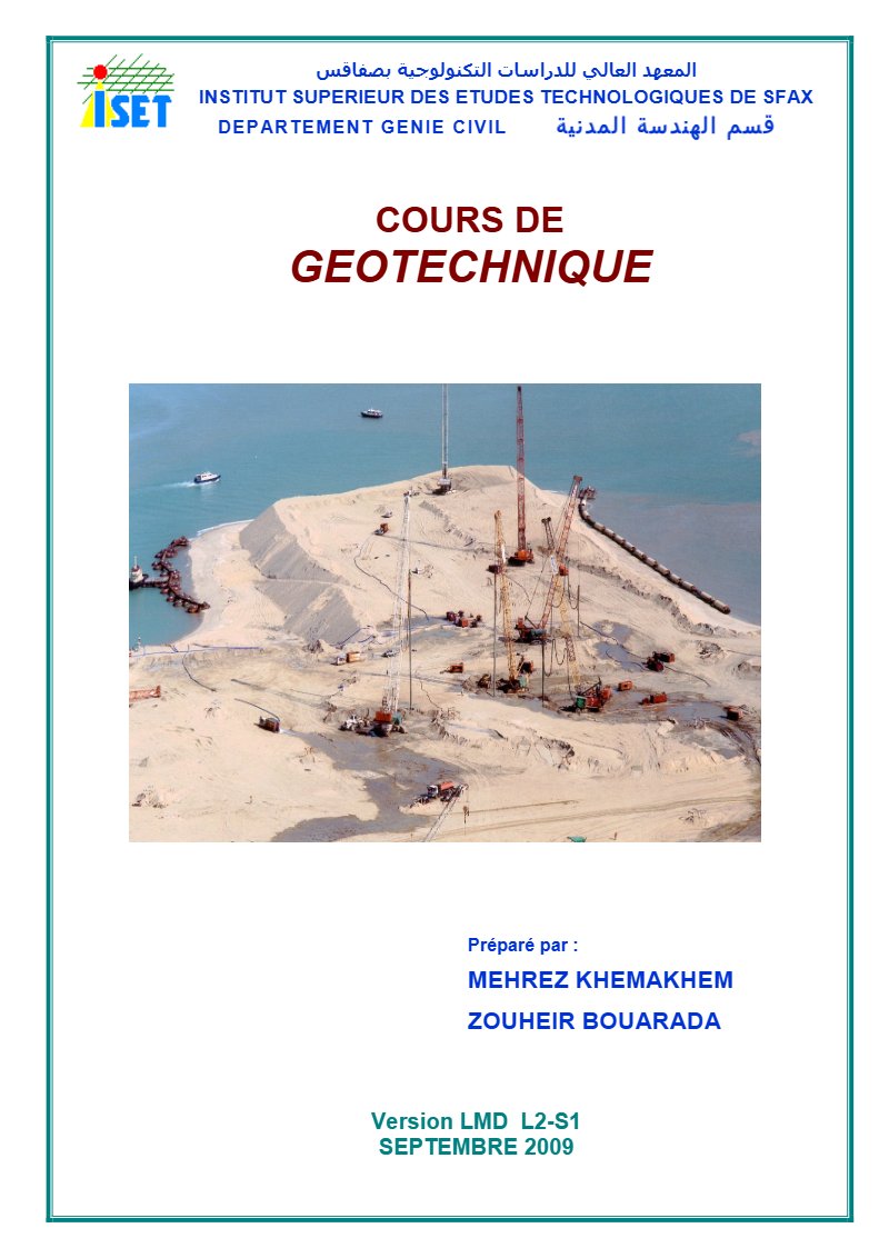 Cours de géotechnique (L2) : sols, eau, contraintes, tassement, cisaillement et compactage (PDF)