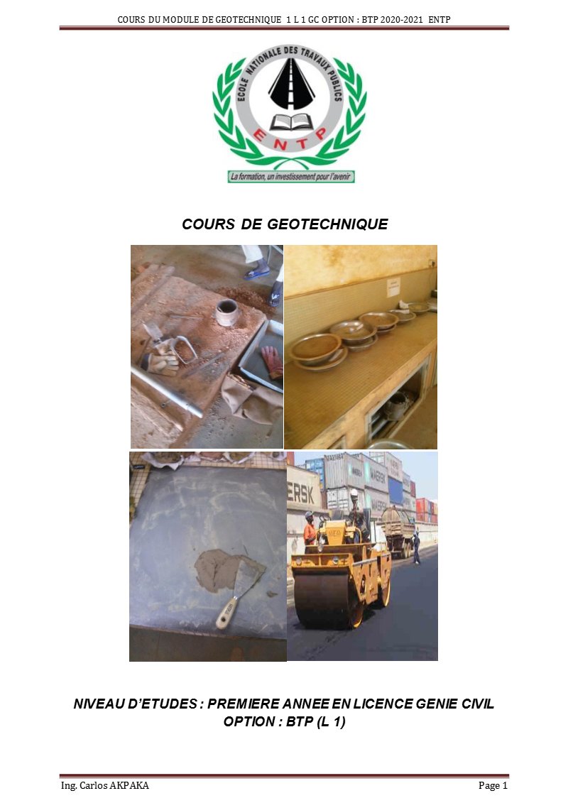 Cours de géotechnique (licence 1 BTP) : genèse et identification des sols, première partie (PDF)