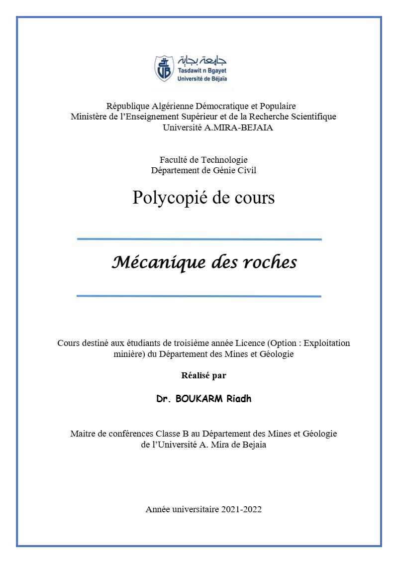 Cours de mécanique des roches avec exercices corrigés : propriétés, essais et perméabilité (PDF)