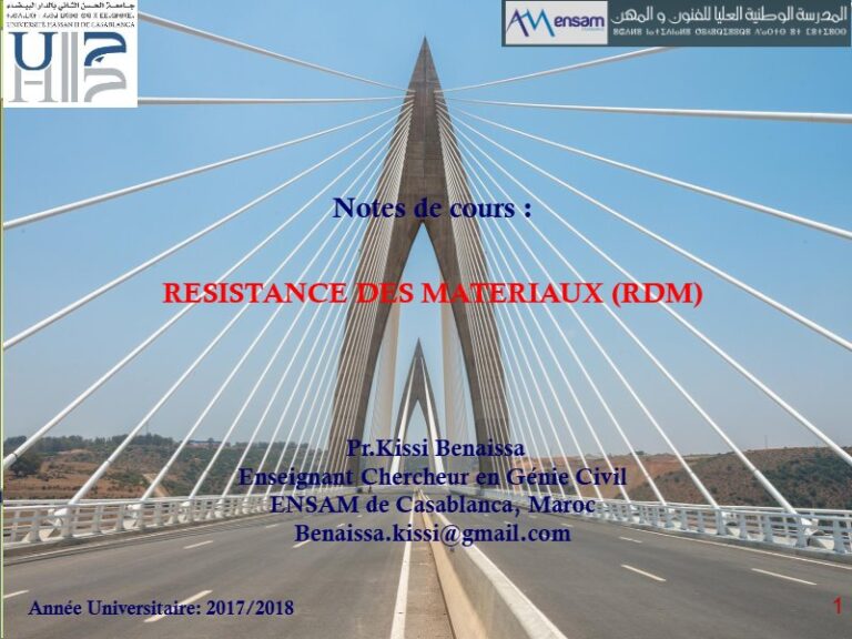 Cours de RDM : contraintes, flexion et sollicitations composées (PDF)