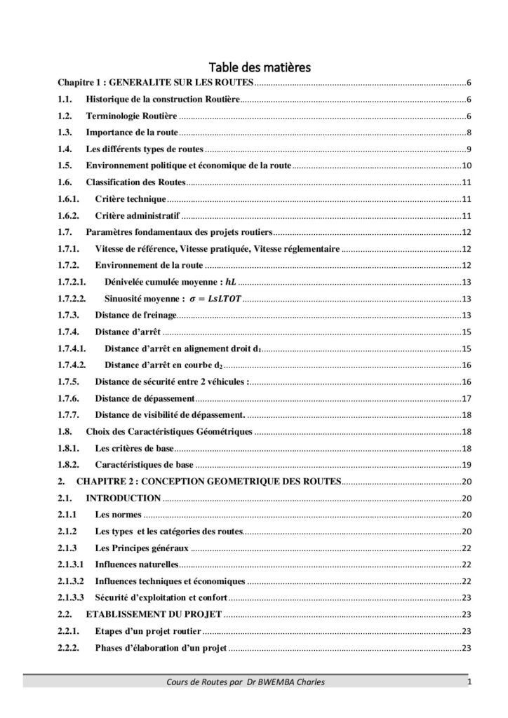 Cours de routes complet : conception géométrique, trafic et dimensionnement des chaussées, avec exercices (PDF, 86 pages)