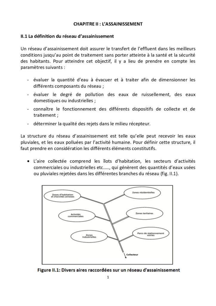 Cours de VRD, chapitre II : l’assainissement, des systèmes de réseaux au calcul des collecteurs (PDF)