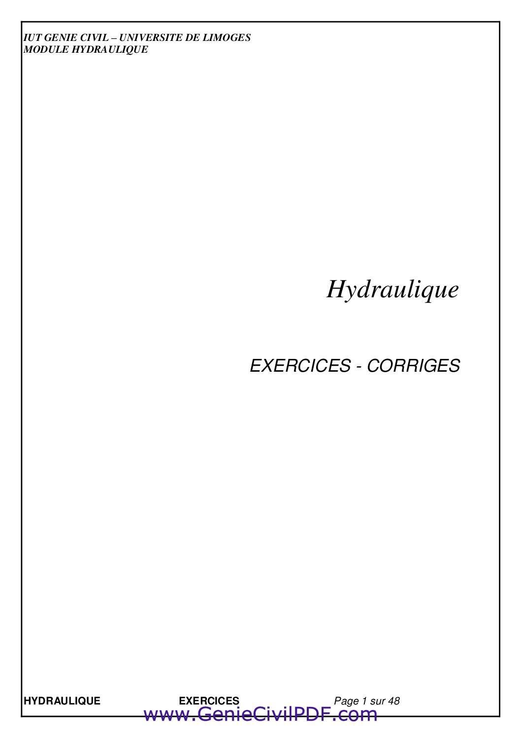 Hydraulique EXERCICES-CORRIGES