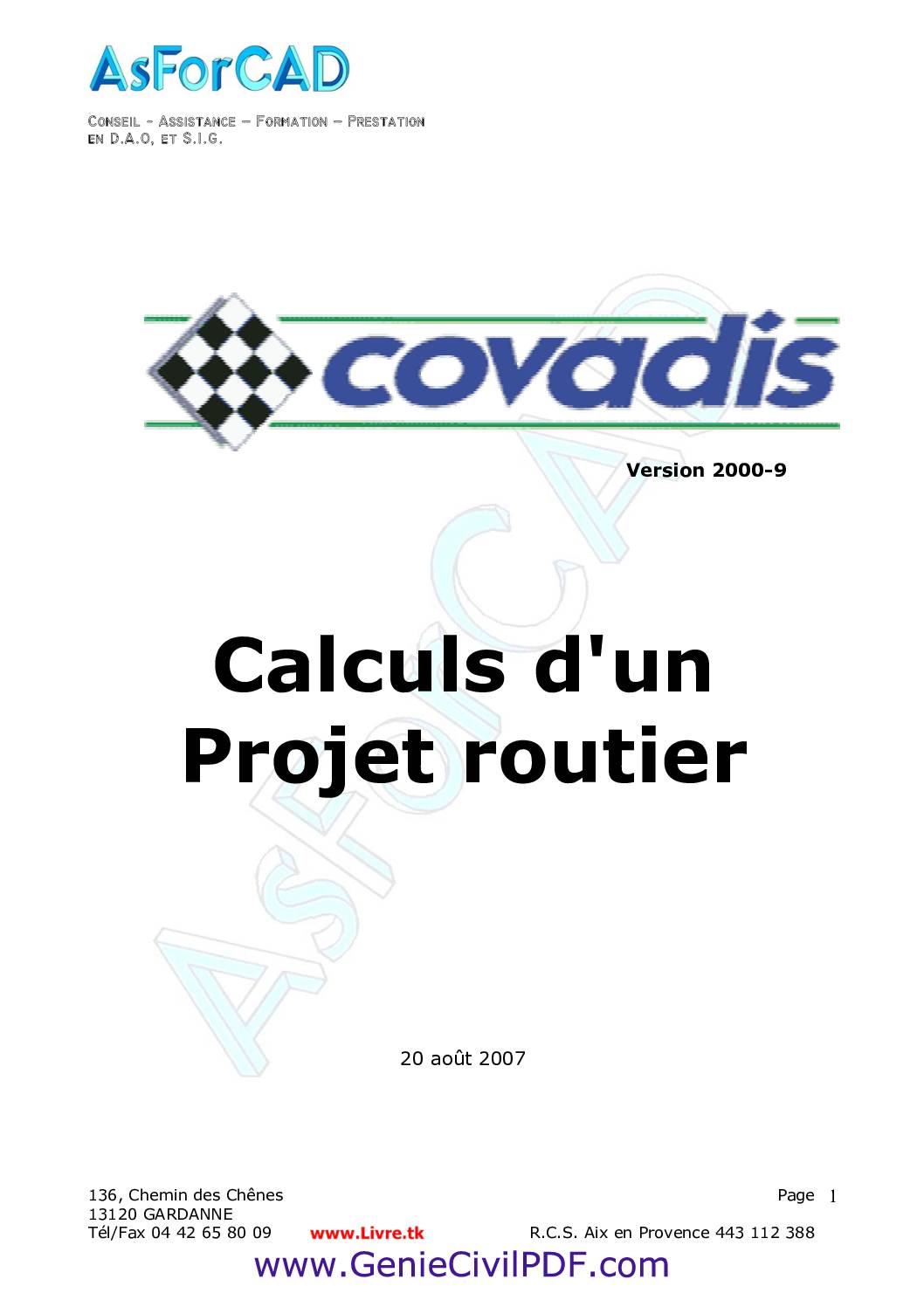 formation covadis cours projet routier