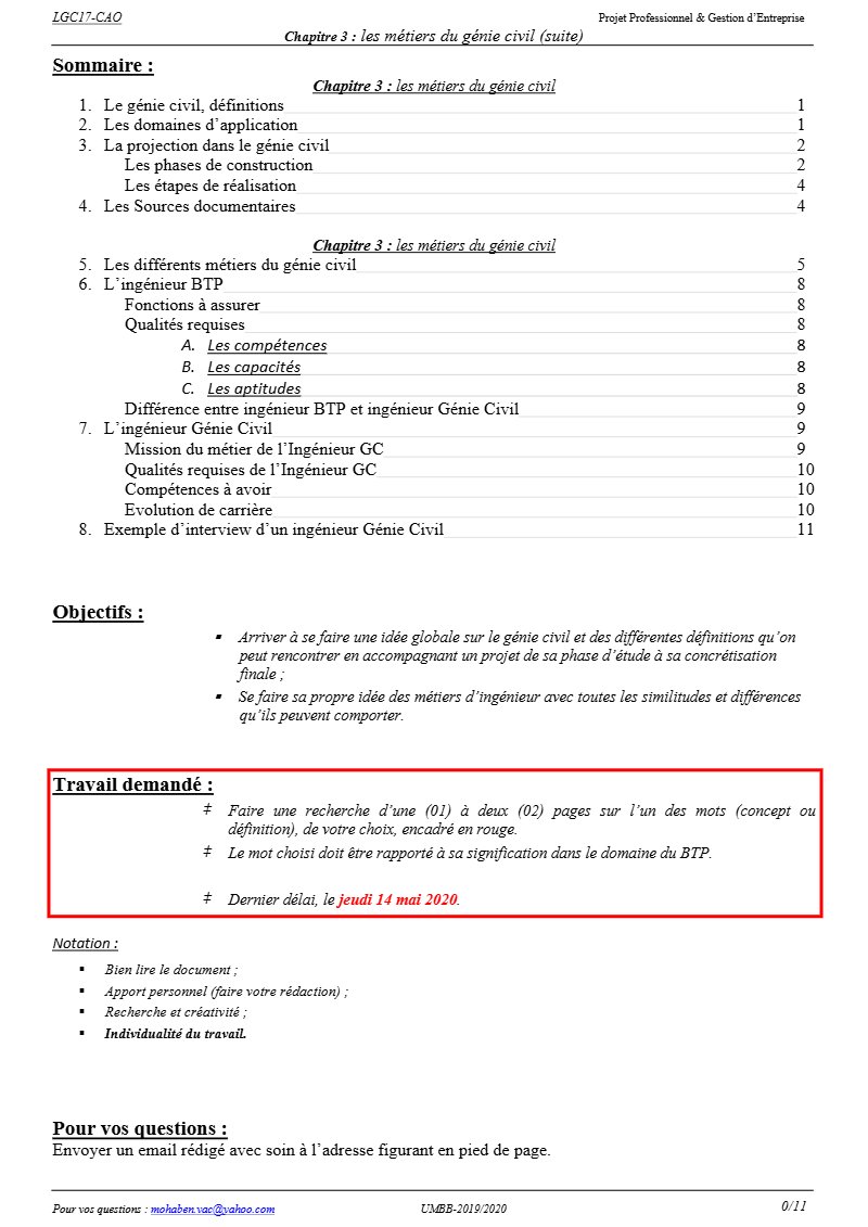 Les métiers du génie civil : domaines, phases d’un projet et rôle de l’ingénieur (PDF)
