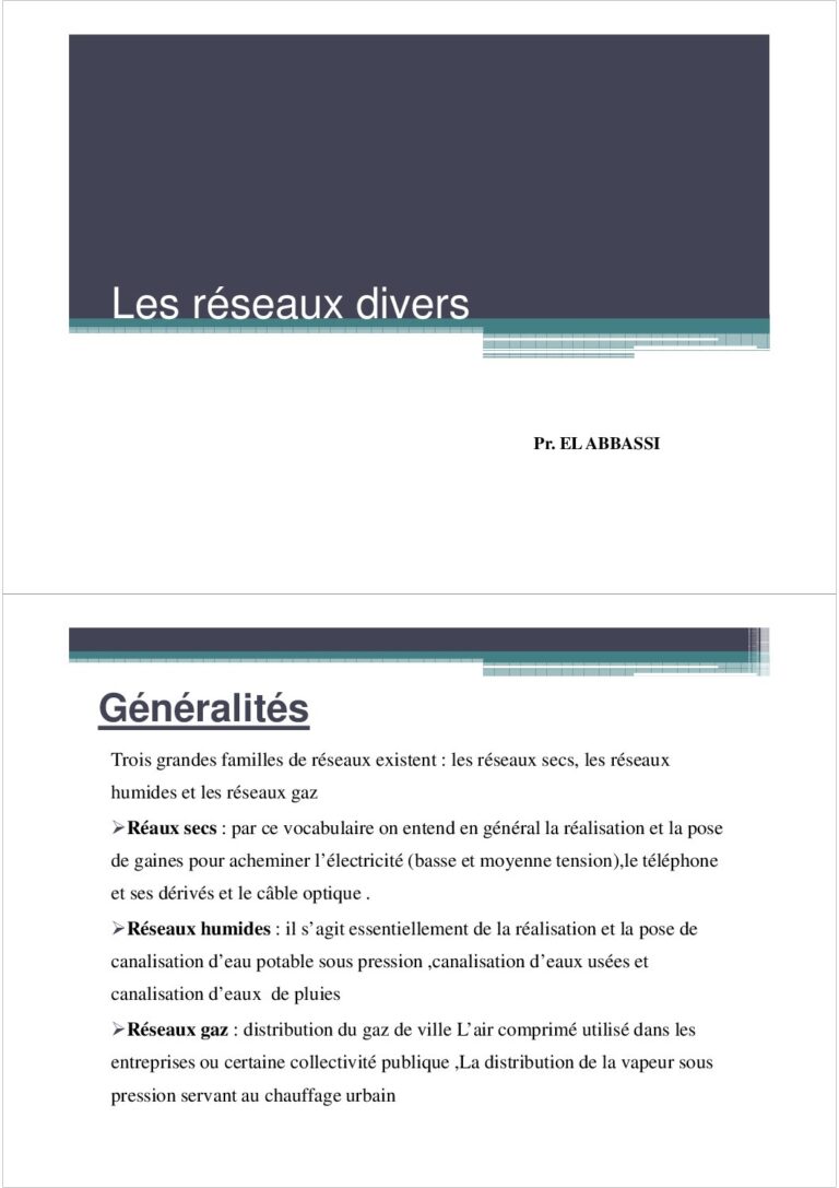 Réseaux divers et assainissement : collectif, autonome, fosse septique et calcul des débits (cours PDF)