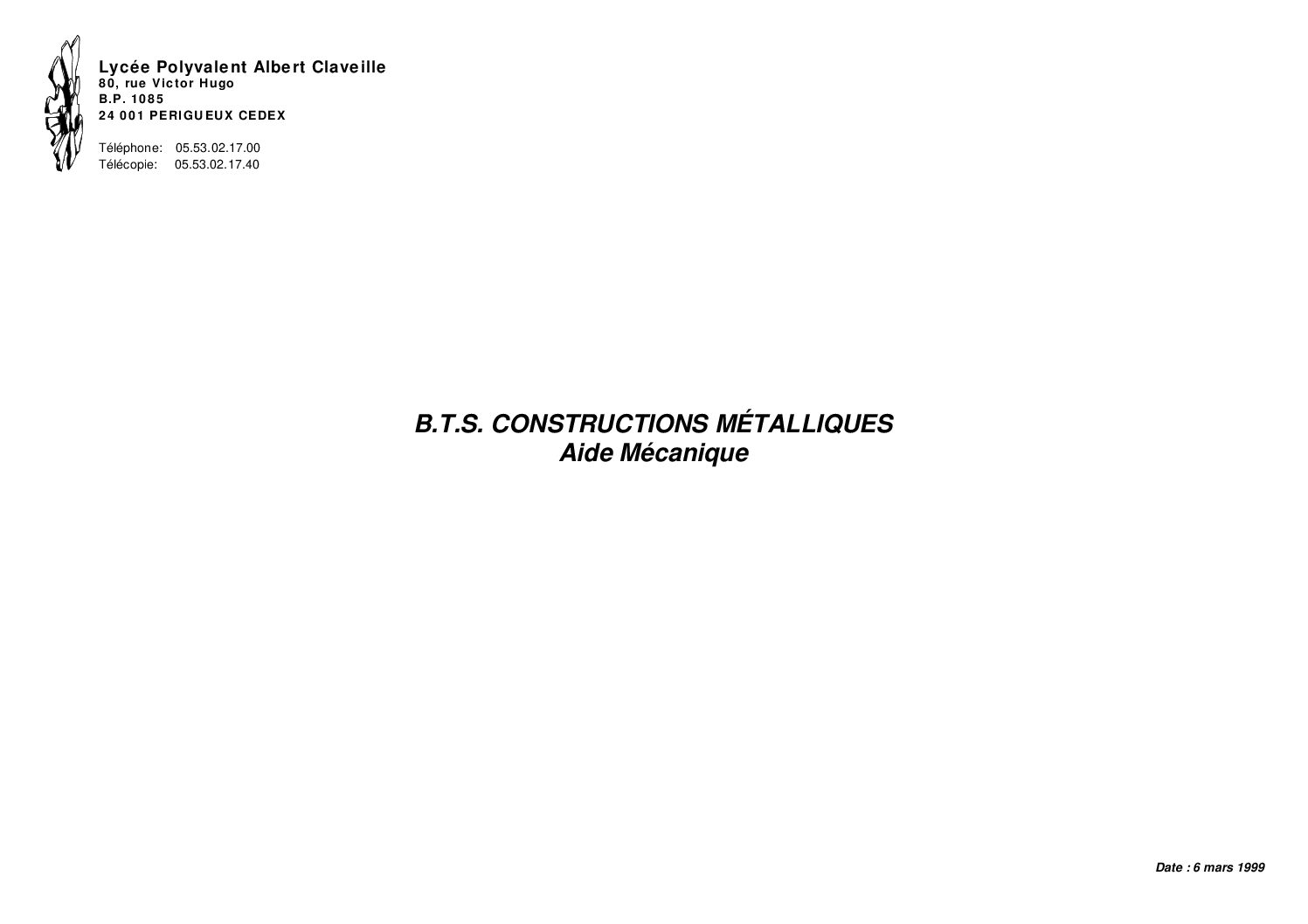 Aide-mémoire de construction métallique et de RDM (BTS) – PDF