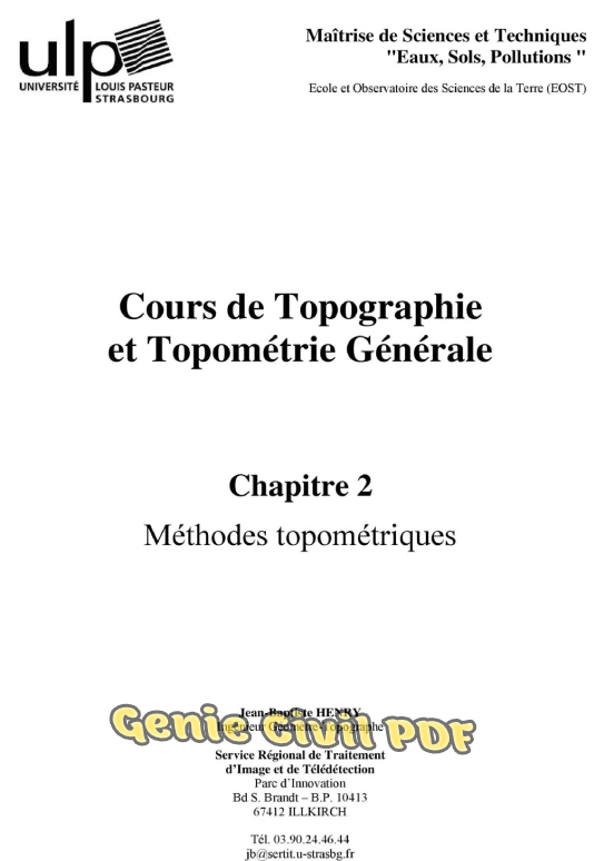 Cours de Topographie et Topométrie Générale : Tome 2