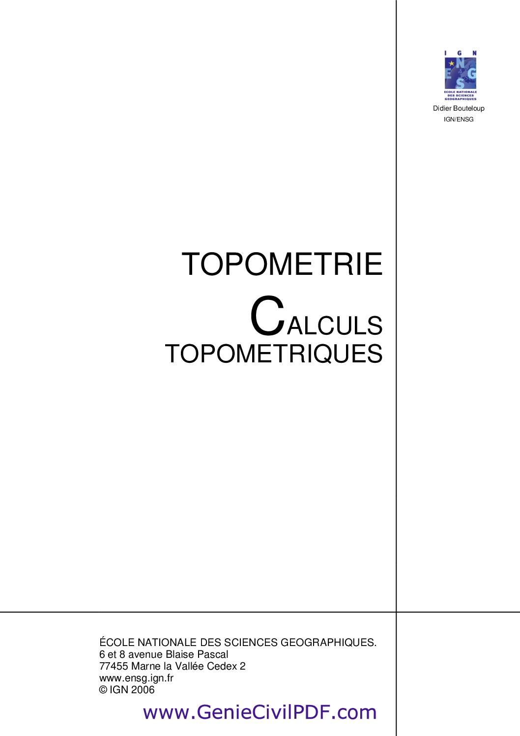 Topométrie et calculs Topométriques